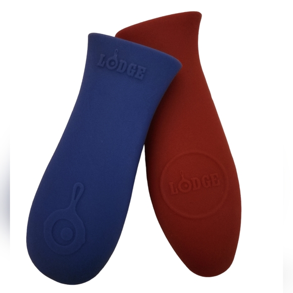 Blue and Red Lodge Silicone Cast Iron Handle Holders - Picture 1 of 3